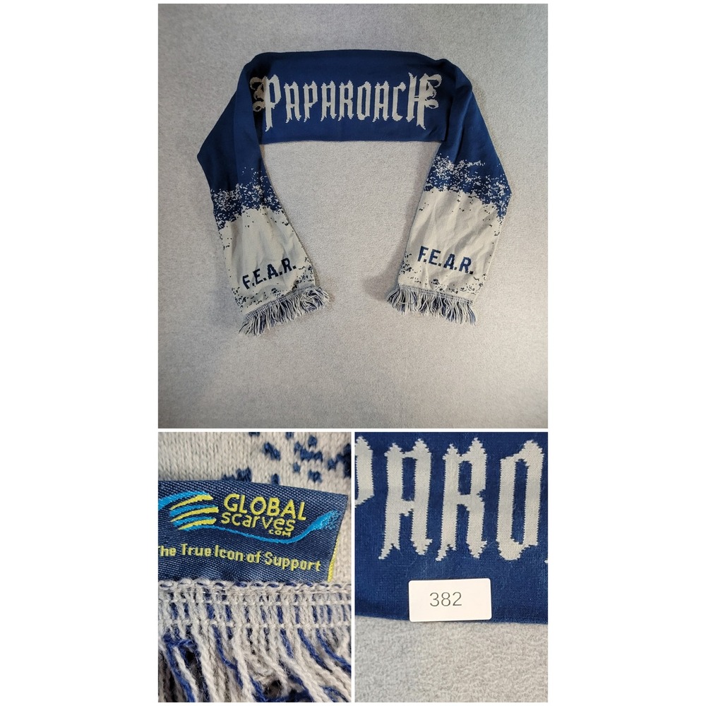 Papa Roach F.E.A.R. Band Scarf Blue Grey Knit Global Scarves Rock Memorabilia